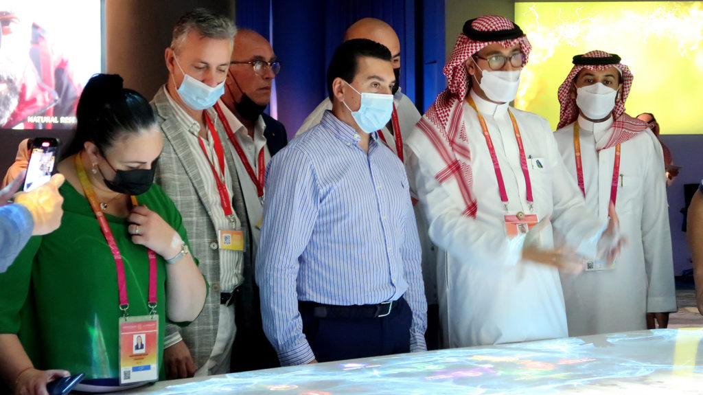 Minister for Environment, Climate Change and Planning Hon. Arron Farrugia touring the Saudi Arabia Pavilion at Expo 2020 in Dubai with Property Malta delegation